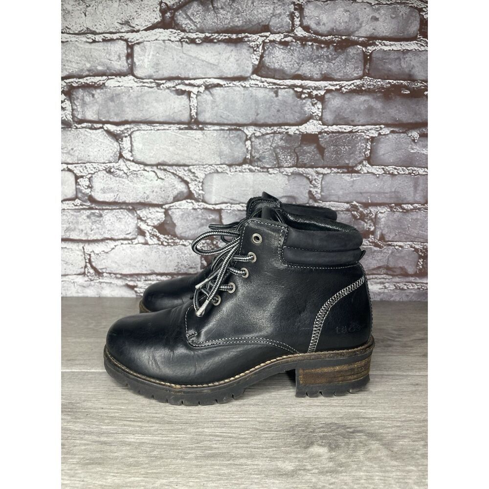 TAOS Footwear Black Leather Lace Up Ankle Combat Boots Women Sz 7.5M US/38EU - Picture 13 of 16